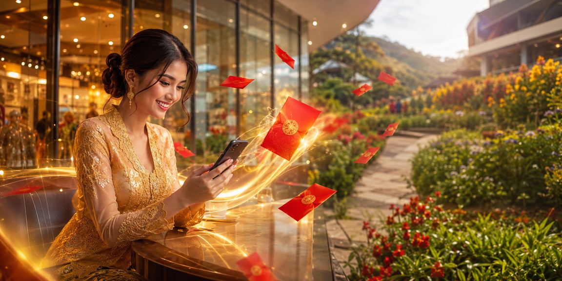 Pemain menerima bonus dalam bentuk sampul merah tradisional kebaya